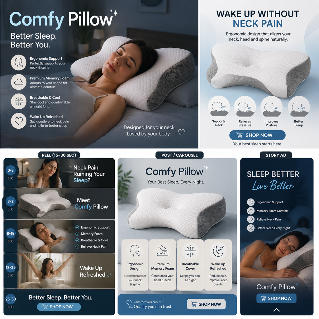 Comfy Bello™ Ergonomic Memory Foam Neck Pillow