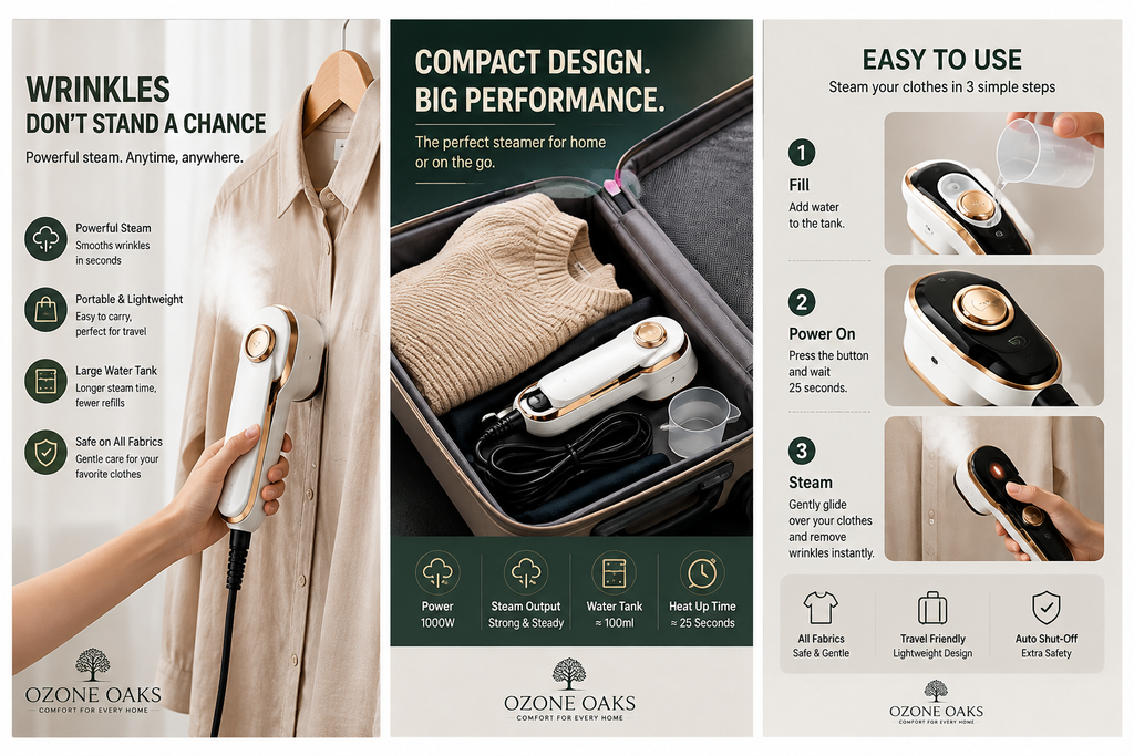 SwiftSteam™ Portable Garment Steamer – Smooth Clothes Anywhere