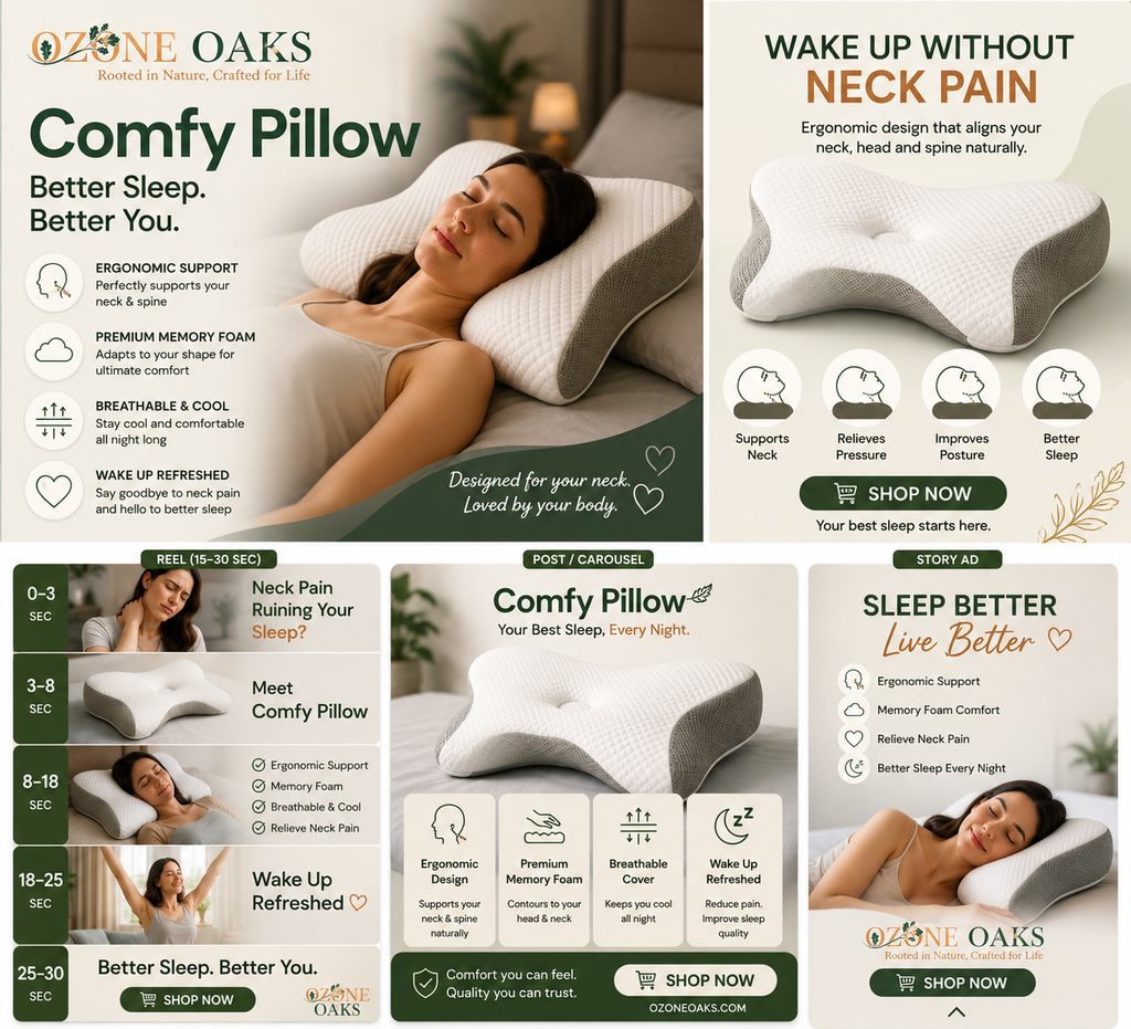 Comfy Bello™ Ergonomic Memory Foam Neck Pillow